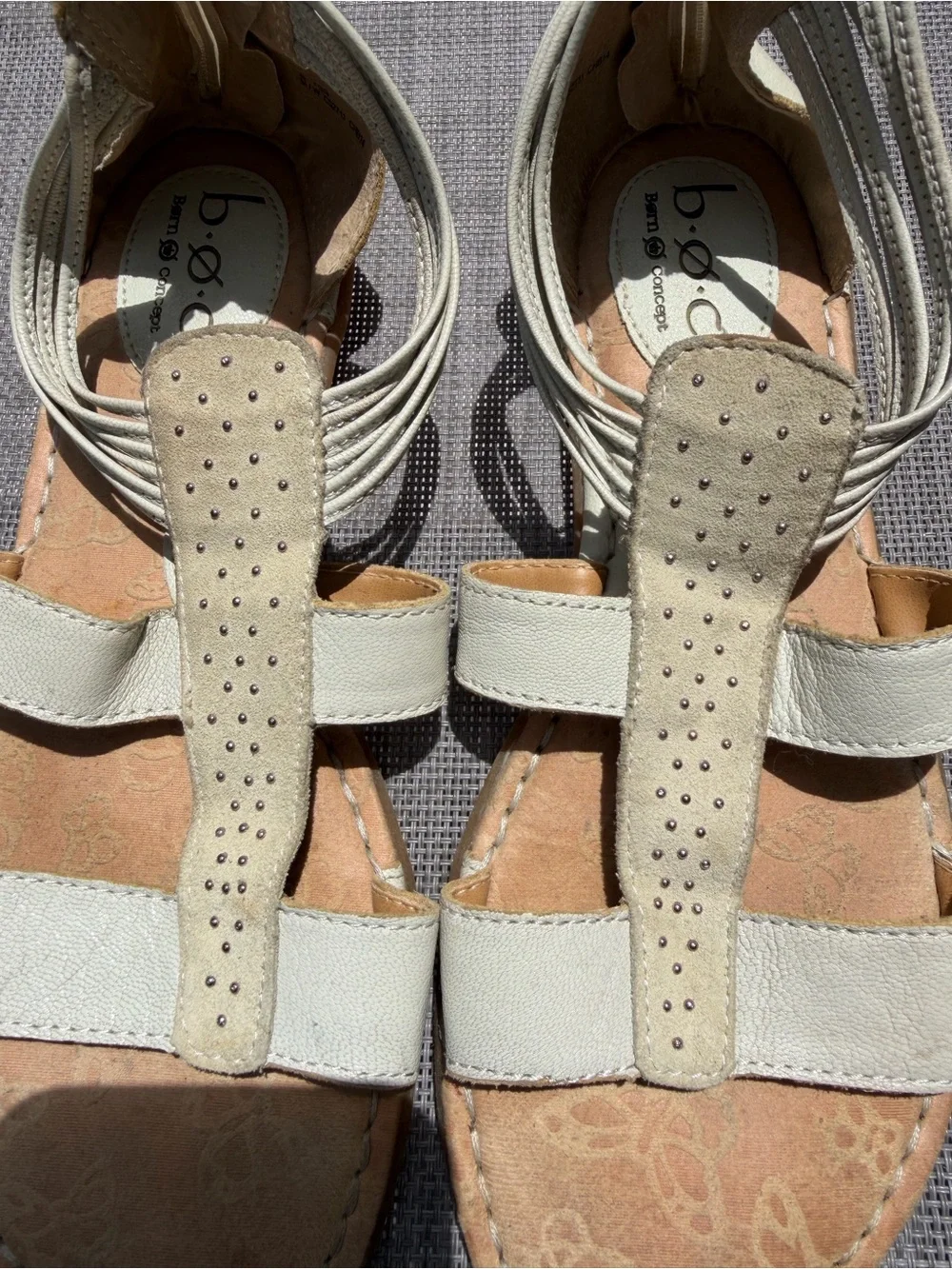 b.o.c. Women’s Cream Strappy Sandals with Stud Accents